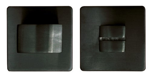 Toiletgarnituur op vierkant rozet - zwart rvs