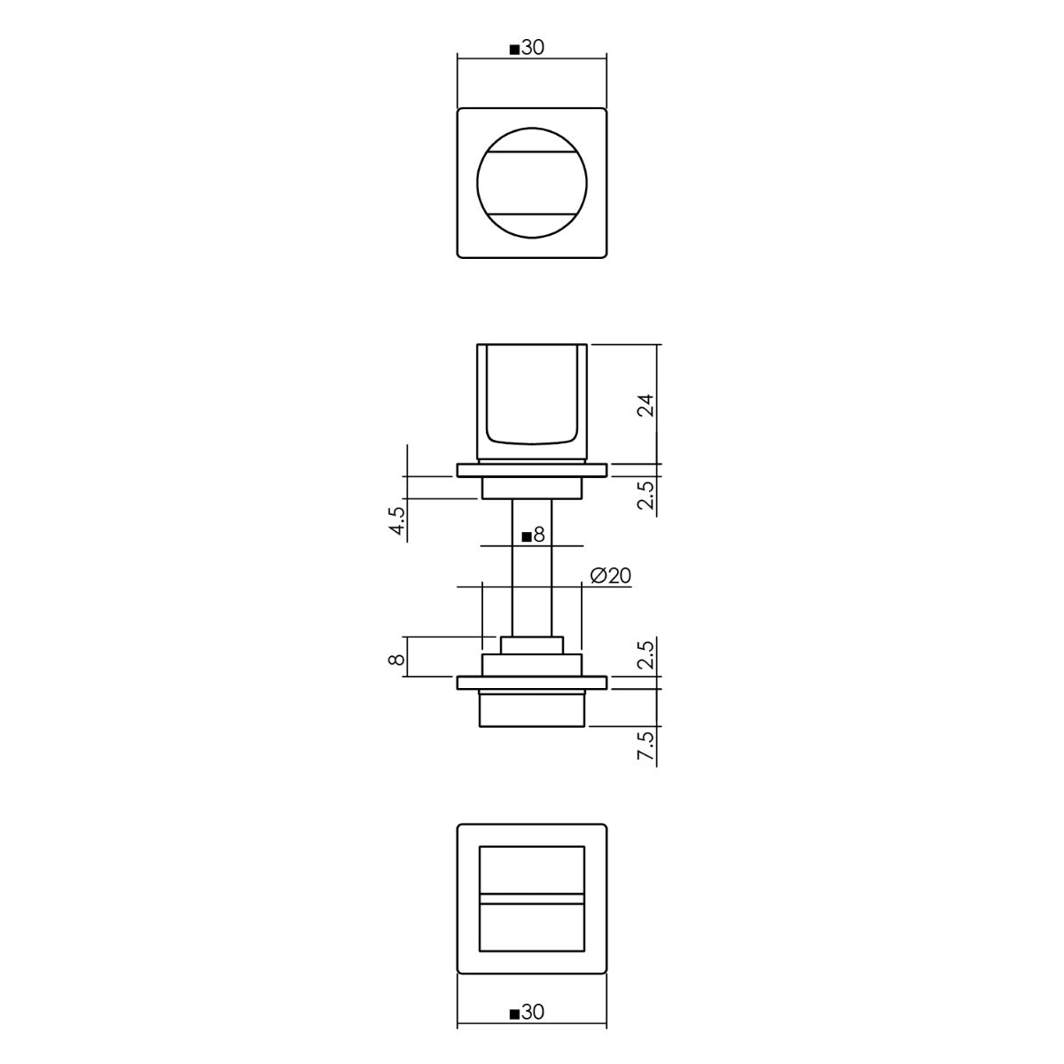 Intersteel toiletgarnituur minirozet - zwart