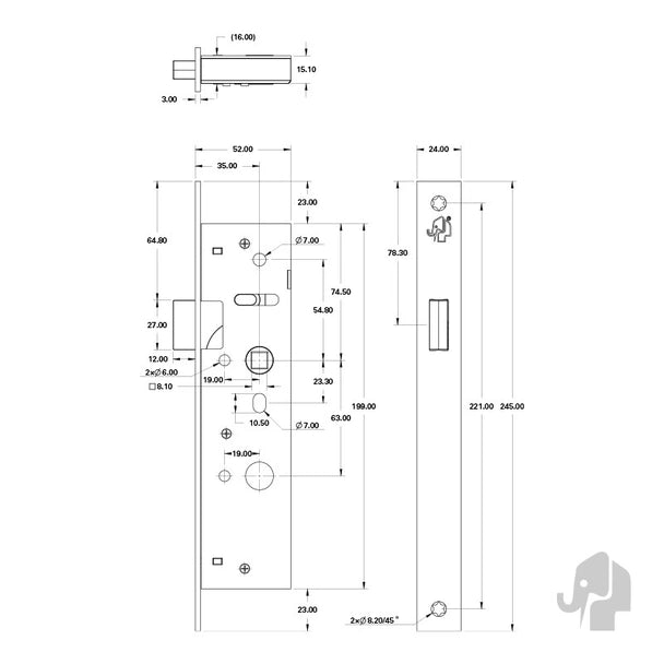 Austria Legno magneet loopslot technische afbeelding
