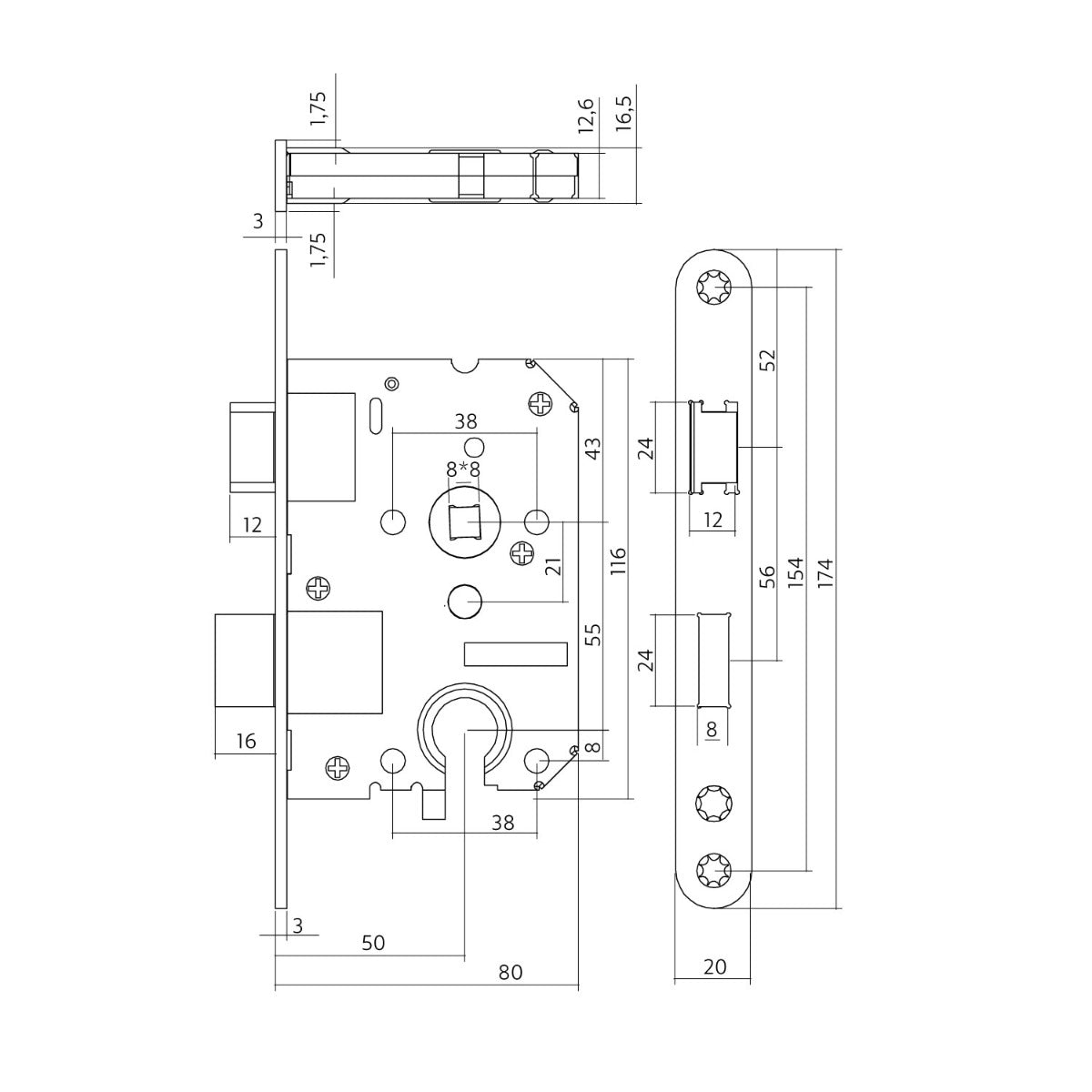 Dag/nachtslot cilinder Intersteel - rvs