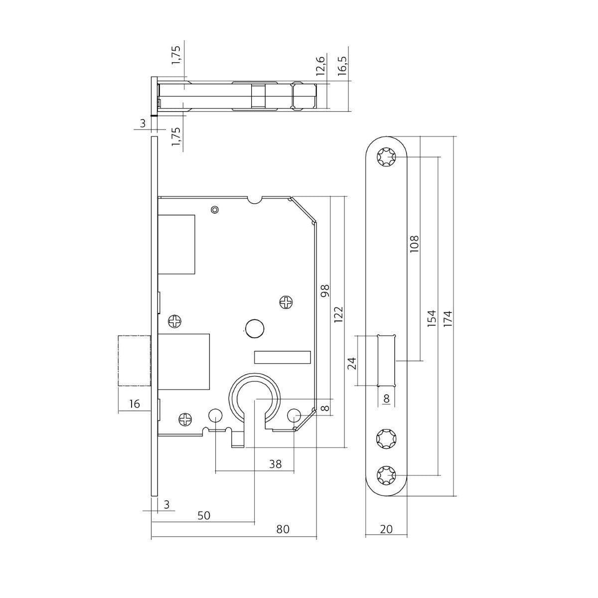 Kastslot cilinder Intersteel - wit