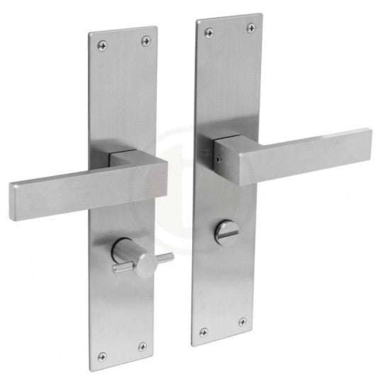 Deurkruk op schild - Amsterdam - badkamer/wc - rvs